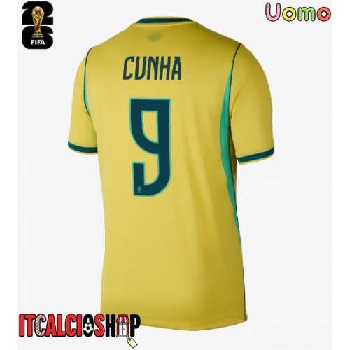 Brasile Matheus Cunha #9 Prima Maglia Mondiali 2026 Manica Corta